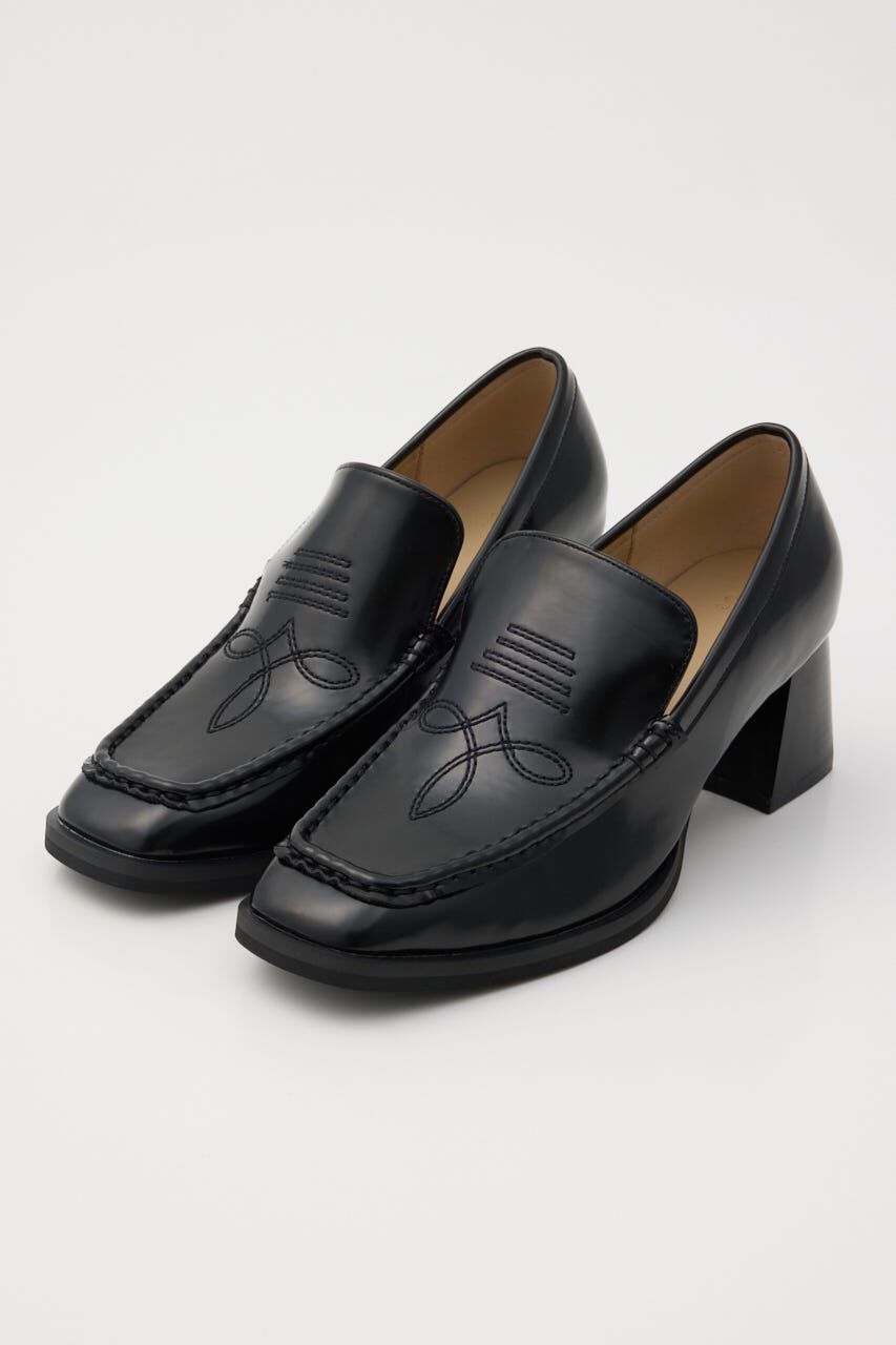 SLY「SQUARE HEEL ローファー」|ローファー|BLK