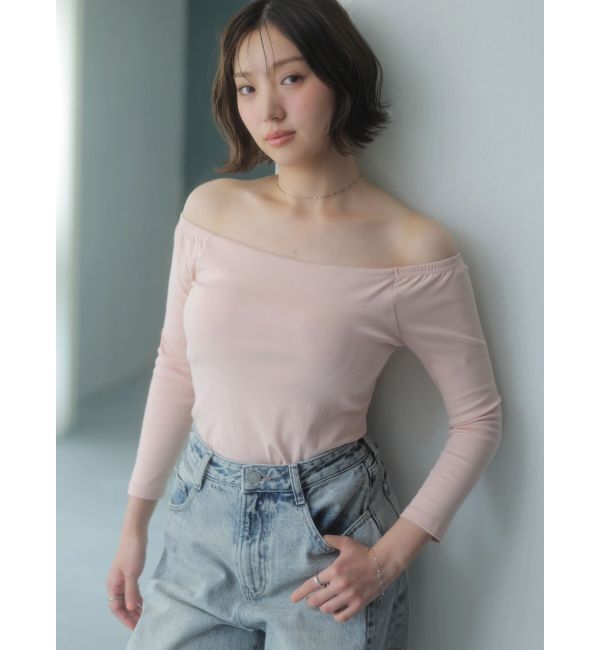dazzlin「【吉田朱里】温感・セラミド加工カップインオフショルインナー」|インナー|ピンク