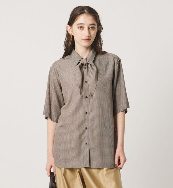 UNITED ARROWS「チェック スカーフ 5分袖 シャツ」|シャツ・ブラウス|