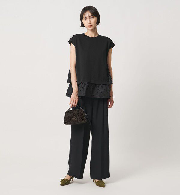 UNITED ARROWS「ドットリボン カットジャガード コンビ ブラウス ‐ウォッシャブル‐」|シャツ・ブラウス|
