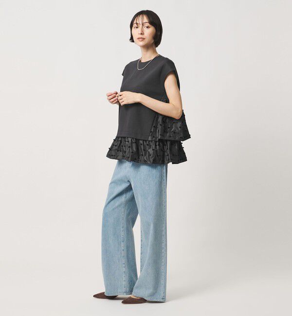 UNITED ARROWS「ドットリボン カットジャガード コンビ ブラウス ‐ウォッシャブル‐」|シャツ・ブラウス|
