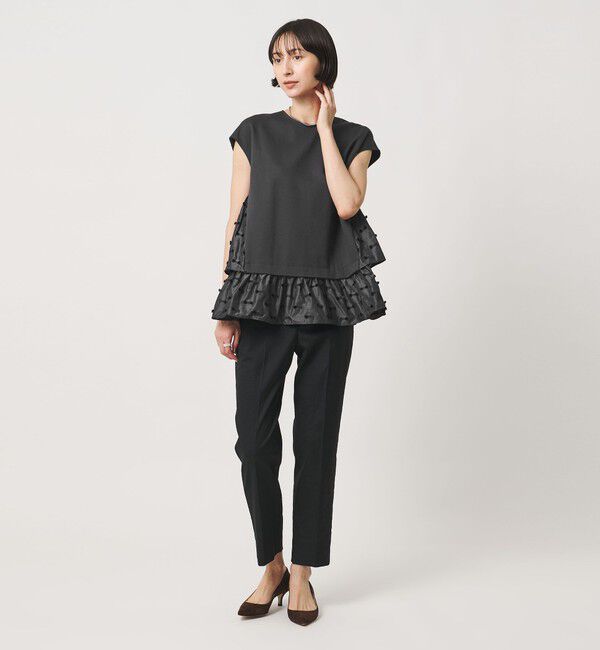 UNITED ARROWS「ドットリボン カットジャガード コンビ ブラウス ‐ウォッシャブル‐」|シャツ・ブラウス|