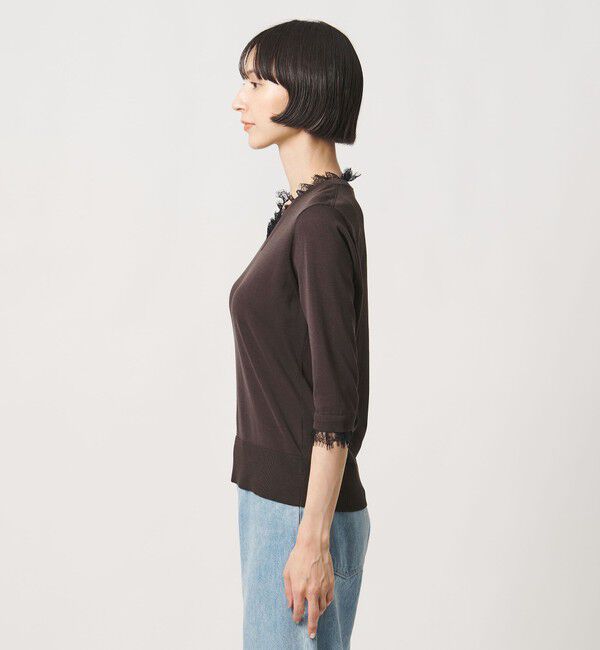 UNITED ARROWS「レースコンビ Vネックニット ‐ウォッシャブル‐」|ニット・セーター|
