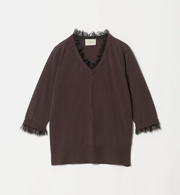 UNITED ARROWS「レースコンビ Vネックニット ‐ウォッシャブル‐」|ニット・セーター|