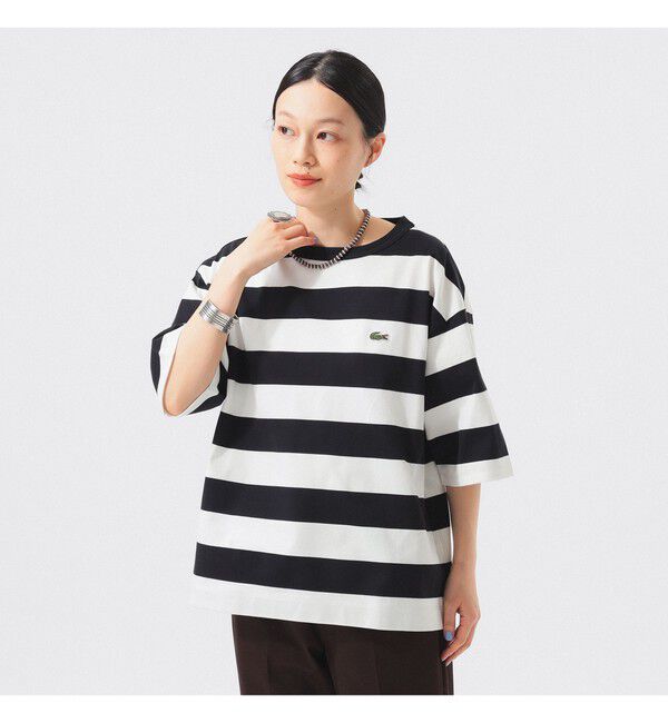 BEAMSBOY「【WEB限定】【別注】LACOSTE / ボーダー ショートスリーブ Tシャツ」|Tシャツ・カットソー|BLACK