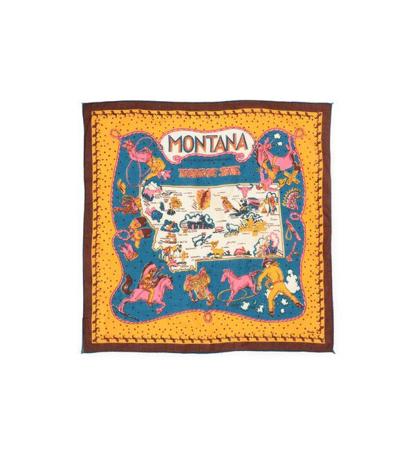 BEAMS SELECTION for WOMEN「BINDU / マップ プリント バンダナ 26FW」|ハンカチ|YELLOW
