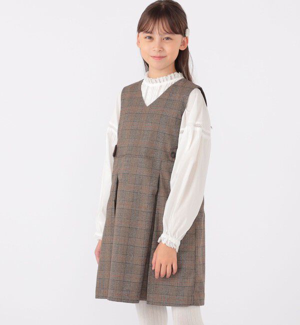 SHIPS KIDS「SHIPS KIDS:140～150cm / レース ピンタック 長袖 ブラウス」|シャツ・ブラウス|