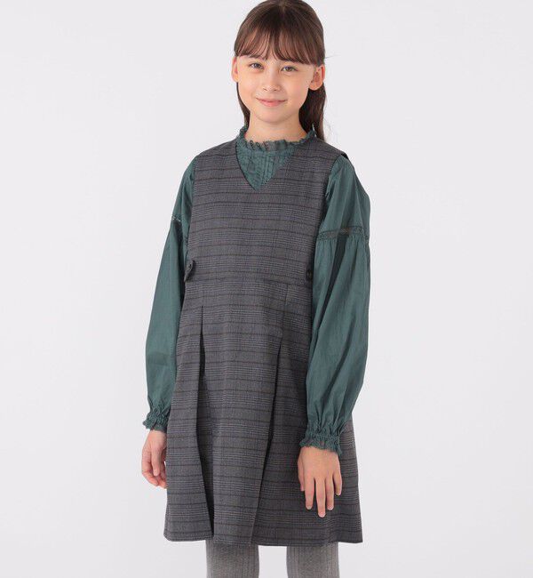 SHIPS KIDS「SHIPS KIDS:140～150cm / レース ピンタック 長袖 ブラウス」|シャツ・ブラウス|