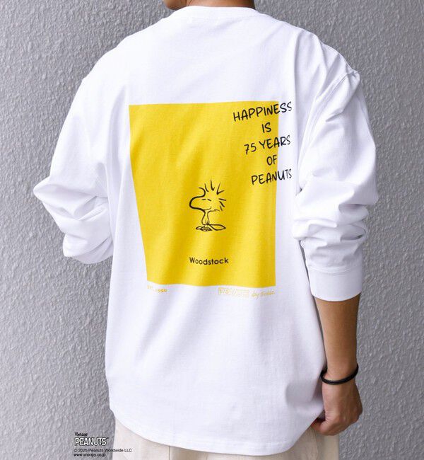 SHIPS any「SHIPS any: SNOOPY コラボ 75th グラフィック プリント Tシャツ(ロンT)◆」|Tシャツ・カットソー|ホワイト