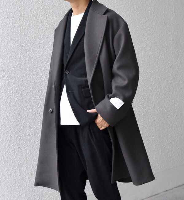 SHIPS any「PURE WOOL MELTON ダブル チェスターコート 26AW◆」|チェスターコート|チャコールグレー