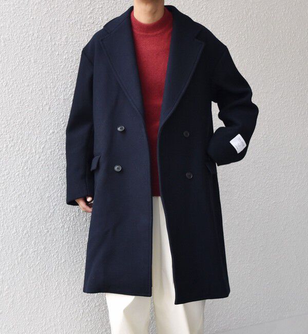 SHIPS any「PURE WOOL MELTON ダブル チェスターコート 26AW◆」|チェスターコート|ネイビー系