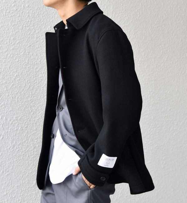 SHIPS any「PURE WOOL MELTON シングル Pコート 26AW◆」|ピーコート|ブラック