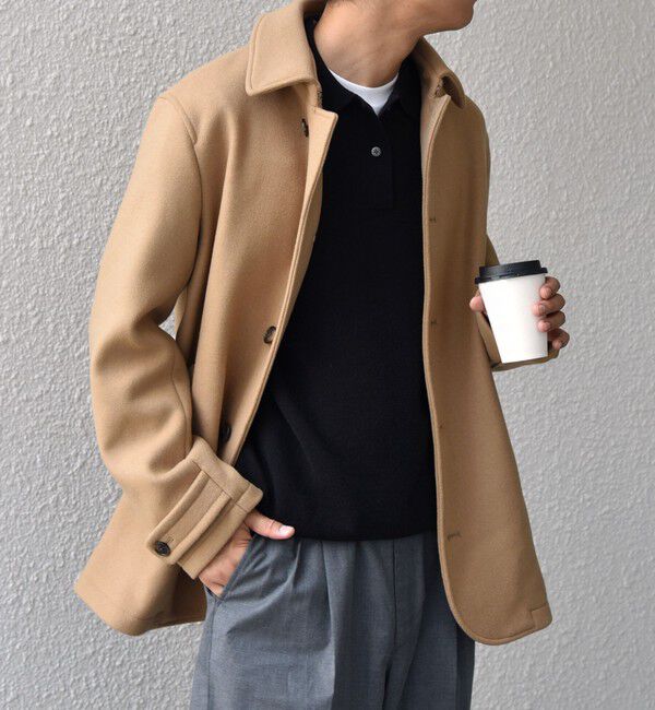 SHIPS any「PURE WOOL MELTON シングル Pコート 26AW◆」|ピーコート|ベージュ