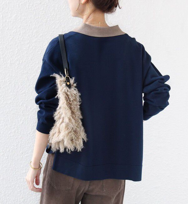 SHIPS for women「《一部追加予約》【WEB限定】〈手洗い可能〉サイド スリット ゴールド 釦 ポロ ニット」|ニット・セーター|