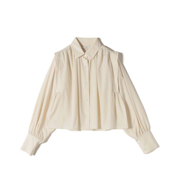 SHIPS for women「堀田茜&times;SHIPS:〈接触冷感/撥水/洗濯機可能〉TEXBRID(R) ギャザー ブラウス」|シャツ・ブラウス|