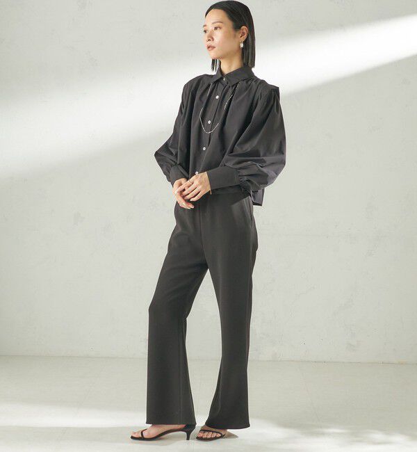 SHIPS for women「堀田茜&times;SHIPS:〈接触冷感/撥水/洗濯機可能〉TEXBRID(R) ギャザー ブラウス」|シャツ・ブラウス|