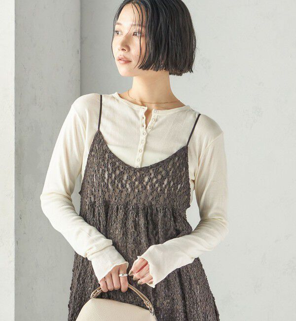 SHIPS for women「【SHIPS別注】miller:シアー ヘンリー ネック ロング スリーブ TEE 26AW」|Tシャツ・カットソー|