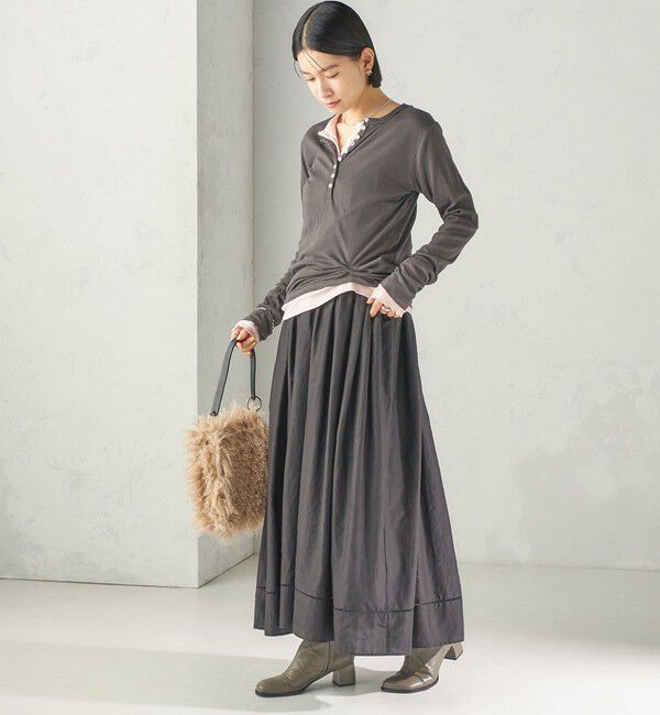 SHIPS for women「【SHIPS別注】miller:シアー ヘンリー ネック ロング スリーブ TEE 26AW」|Tシャツ・カットソー|