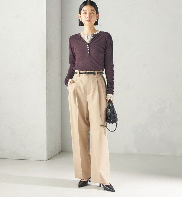 SHIPS for women「【SHIPS別注】miller:シアー ヘンリー ネック ロング スリーブ TEE 26AW」|Tシャツ・カットソー|