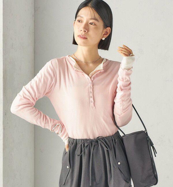 SHIPS for women「【SHIPS別注】miller:シアー ヘンリー ネック ロング スリーブ TEE 26AW」|Tシャツ・カットソー|