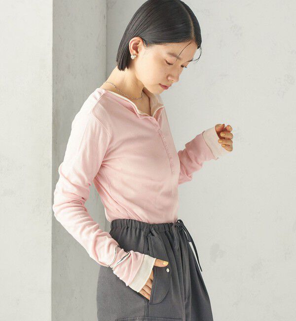 SHIPS for women「【SHIPS別注】miller:シアー ヘンリー ネック ロング スリーブ TEE 26AW」|Tシャツ・カットソー|