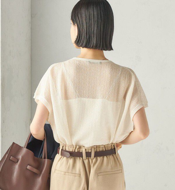 SHIPS for women「〈手洗い可能〉ラメ シアー フレンチスリーブ ニット プルオーバー」|ニット・セーター|