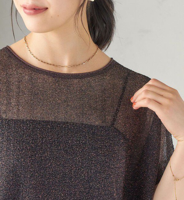 SHIPS for women「〈手洗い可能〉ラメ シアー フレンチスリーブ ニット プルオーバー」|ニット・セーター|