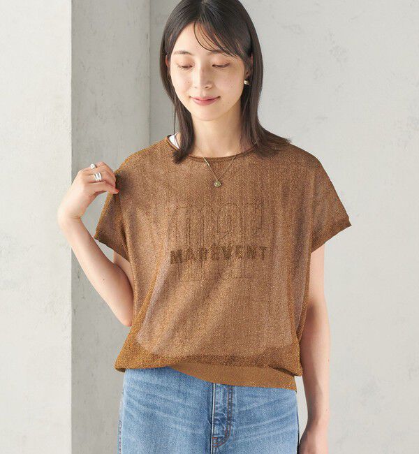 SHIPS for women「〈手洗い可能〉ラメ シアー フレンチスリーブ ニット プルオーバー」|ニット・セーター|