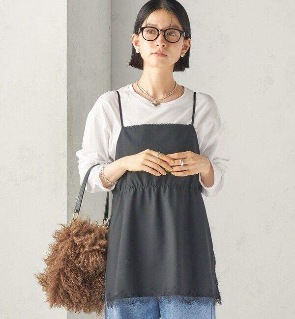 SHIPS for women「〈手洗い可能〉サイド スリット 裾 レース キャミソール」|キャミソール|