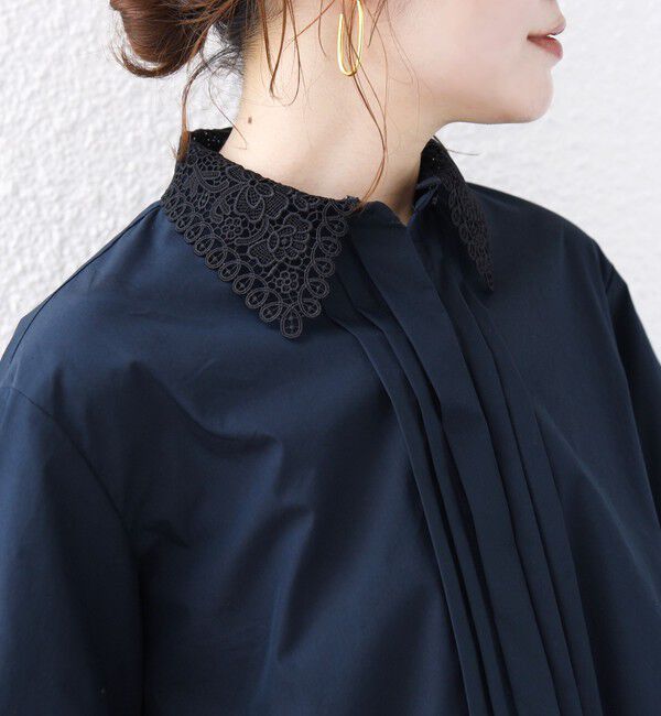 SHIPS for women「〈洗濯機可能〉タイプライター レース 襟 ピンタック シャツ」|シャツ・ブラウス|