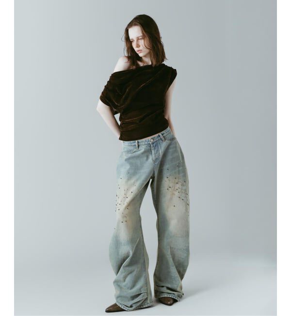 JOINT WORKS「Knuth Marf / クヌースマーフ studded draped denim pants」|デニム|