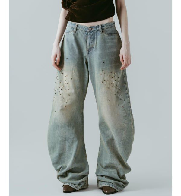 JOINT WORKS「Knuth Marf / クヌースマーフ studded draped denim pants」|デニム|