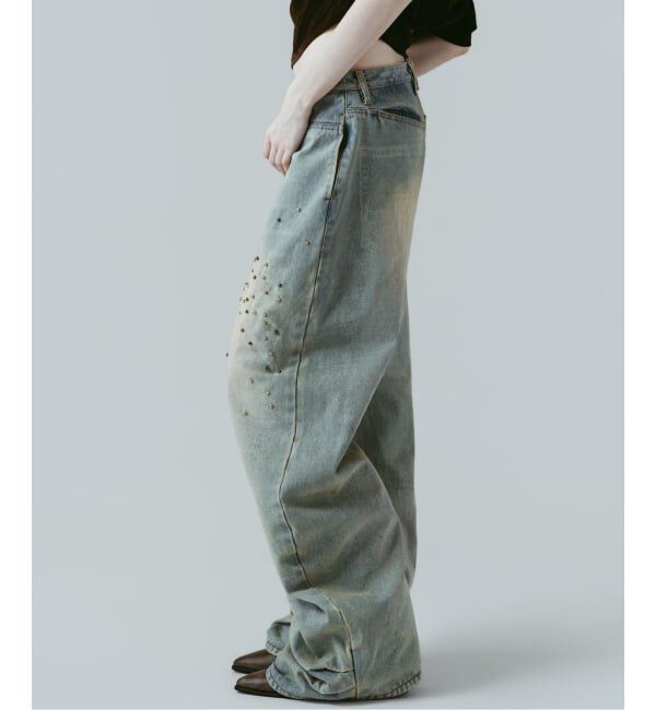 JOINT WORKS「Knuth Marf / クヌースマーフ studded draped denim pants」|デニム|