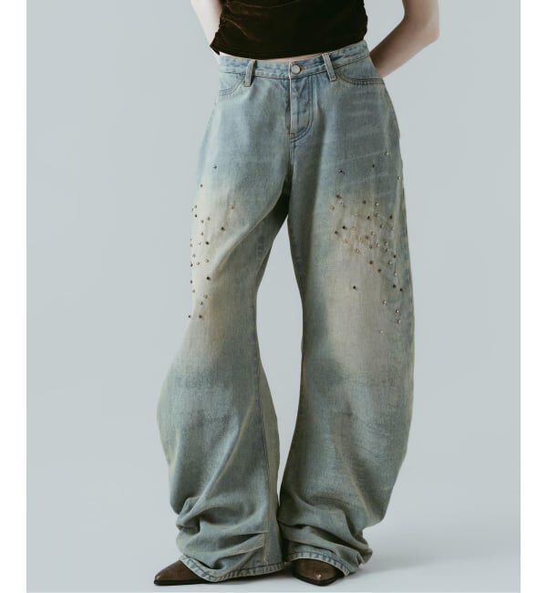 JOINT WORKS「Knuth Marf / クヌースマーフ studded draped denim pants」|デニム|ブルー A