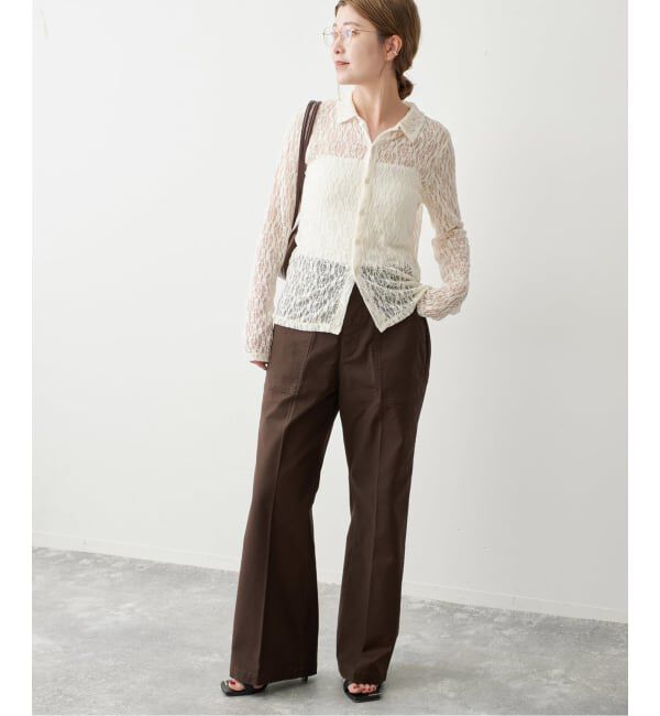 Spick and Span「《WEB限定カラー有り》バックサテンストレッチベイカーパンツ」|カーゴ|