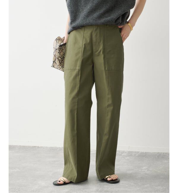 Spick and Span「《WEB限定カラー有り》バックサテンストレッチベイカーパンツ」|カーゴ|