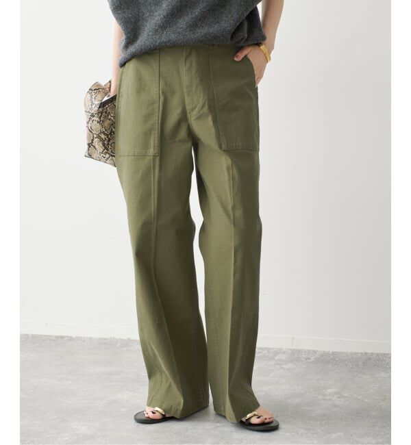 Spick and Span「《WEB限定カラー有り》バックサテンストレッチベイカーパンツ」|カーゴ|