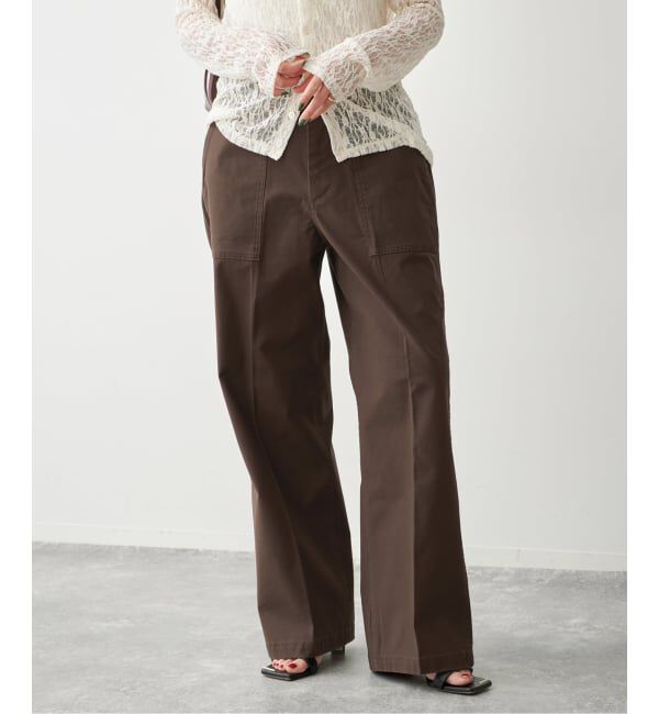 Spick and Span「《WEB限定カラー有り》バックサテンストレッチベイカーパンツ」|カーゴ|