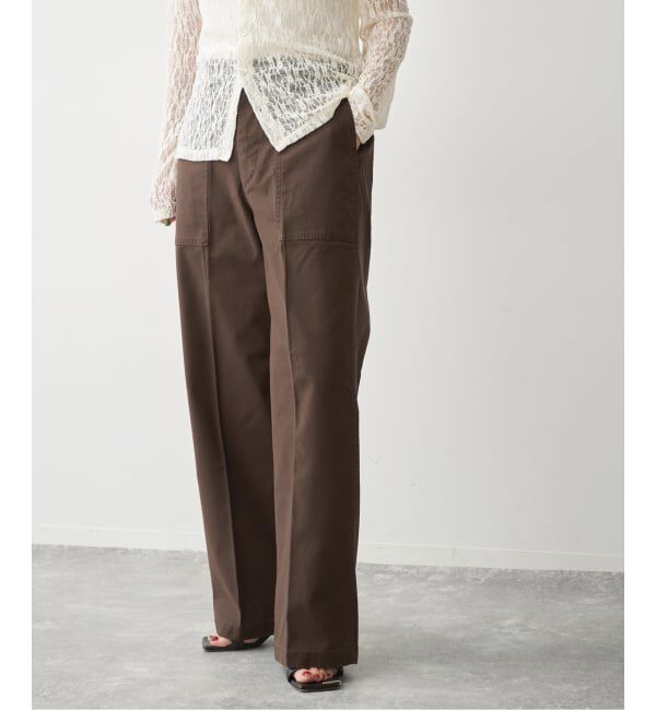 Spick and Span「《WEB限定カラー有り》バックサテンストレッチベイカーパンツ」|カーゴ|