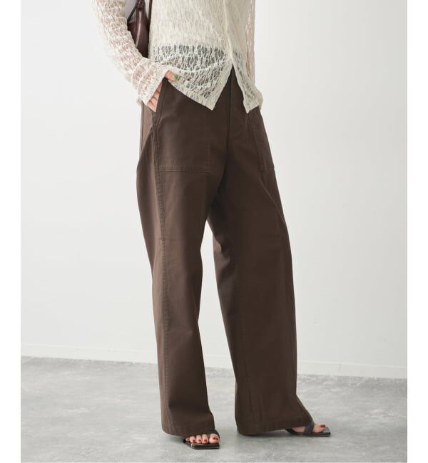 Spick and Span「《WEB限定カラー有り》バックサテンストレッチベイカーパンツ」|カーゴ|