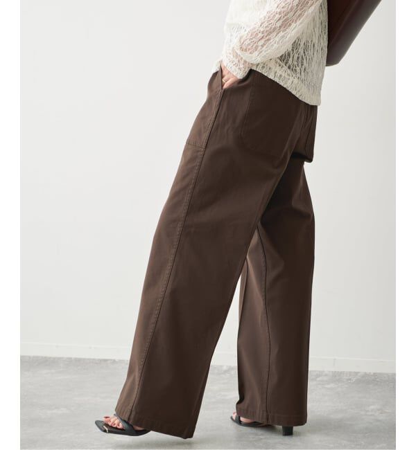 Spick and Span「《WEB限定カラー有り》バックサテンストレッチベイカーパンツ」|カーゴ|