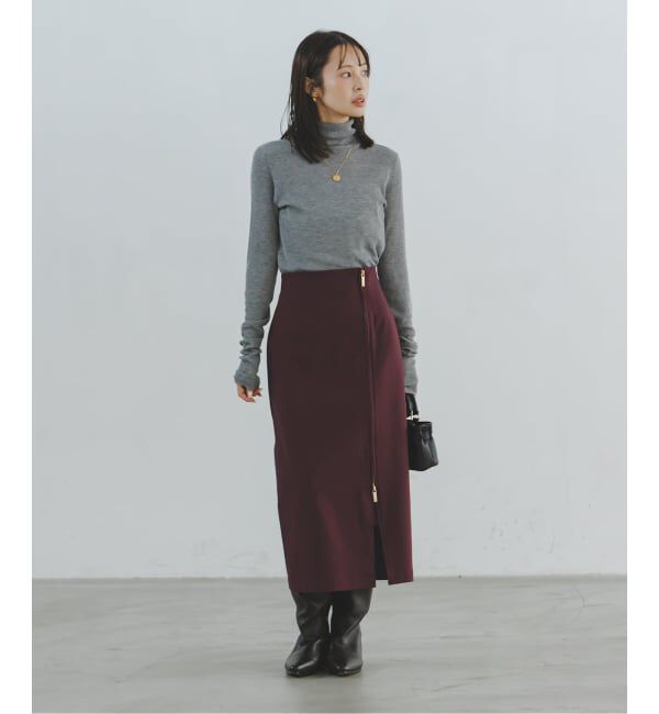 NOBLE「RyNyコンフォートストレッチサイドZIPスカート」|スカート|