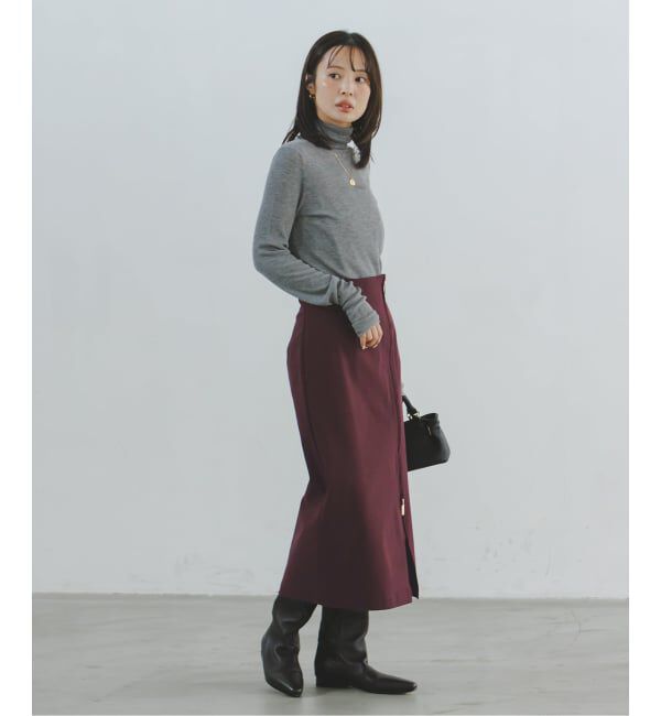 NOBLE「RyNyコンフォートストレッチサイドZIPスカート」|スカート|