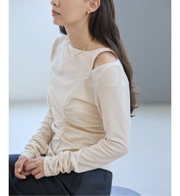  「【洗える】カットアウトベロアトップス」|Tシャツ・カットソー|