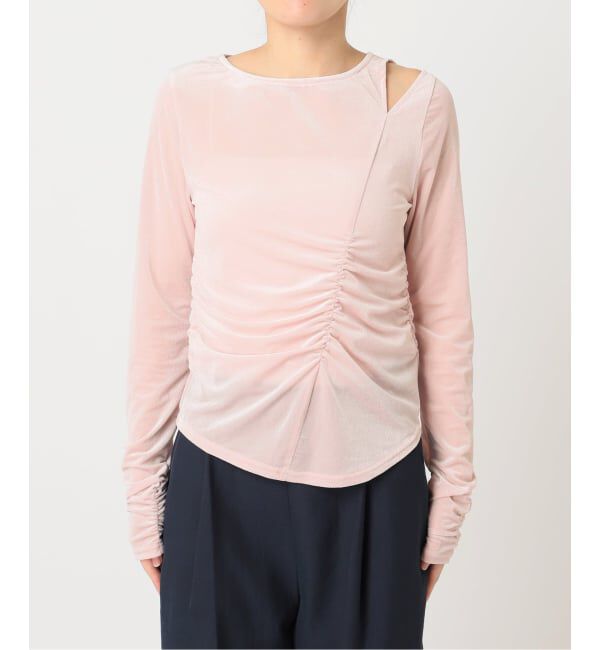  「【洗える】カットアウトベロアトップス」|Tシャツ・カットソー|