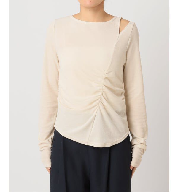  「【洗える】カットアウトベロアトップス」|Tシャツ・カットソー|
