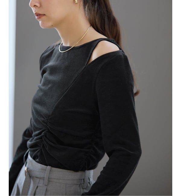  「【洗える】カットアウトベロアトップス」|Tシャツ・カットソー|