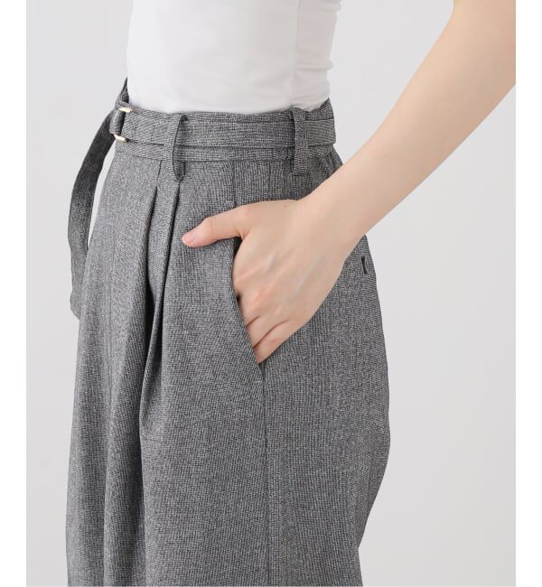  「【洗える】ベルテットタックパンツ」|スラックス|