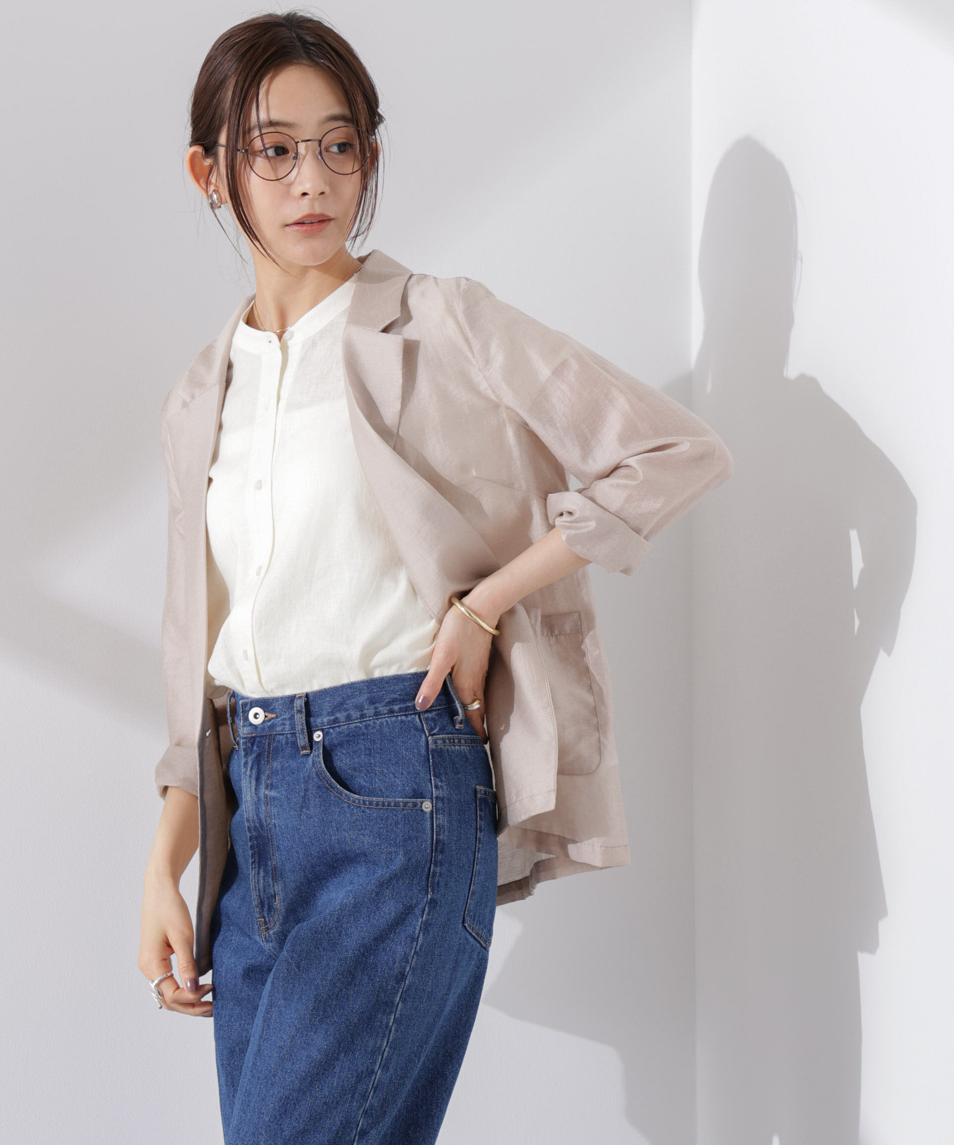 NANO universe「Anti Smell Linen フレンチスリーブシャツ」|シャツ・ブラウス|