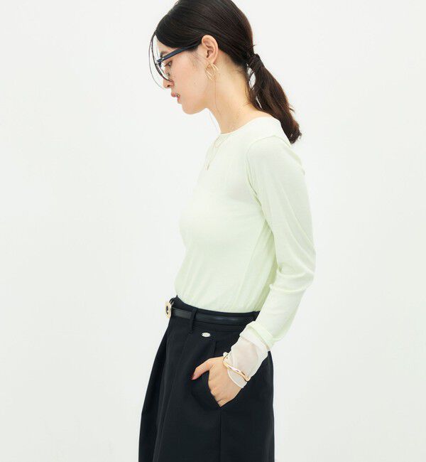 NOLLEY'S「ウォッシャブル袖口シアー切替ロンT」|Tシャツ・カットソー|
